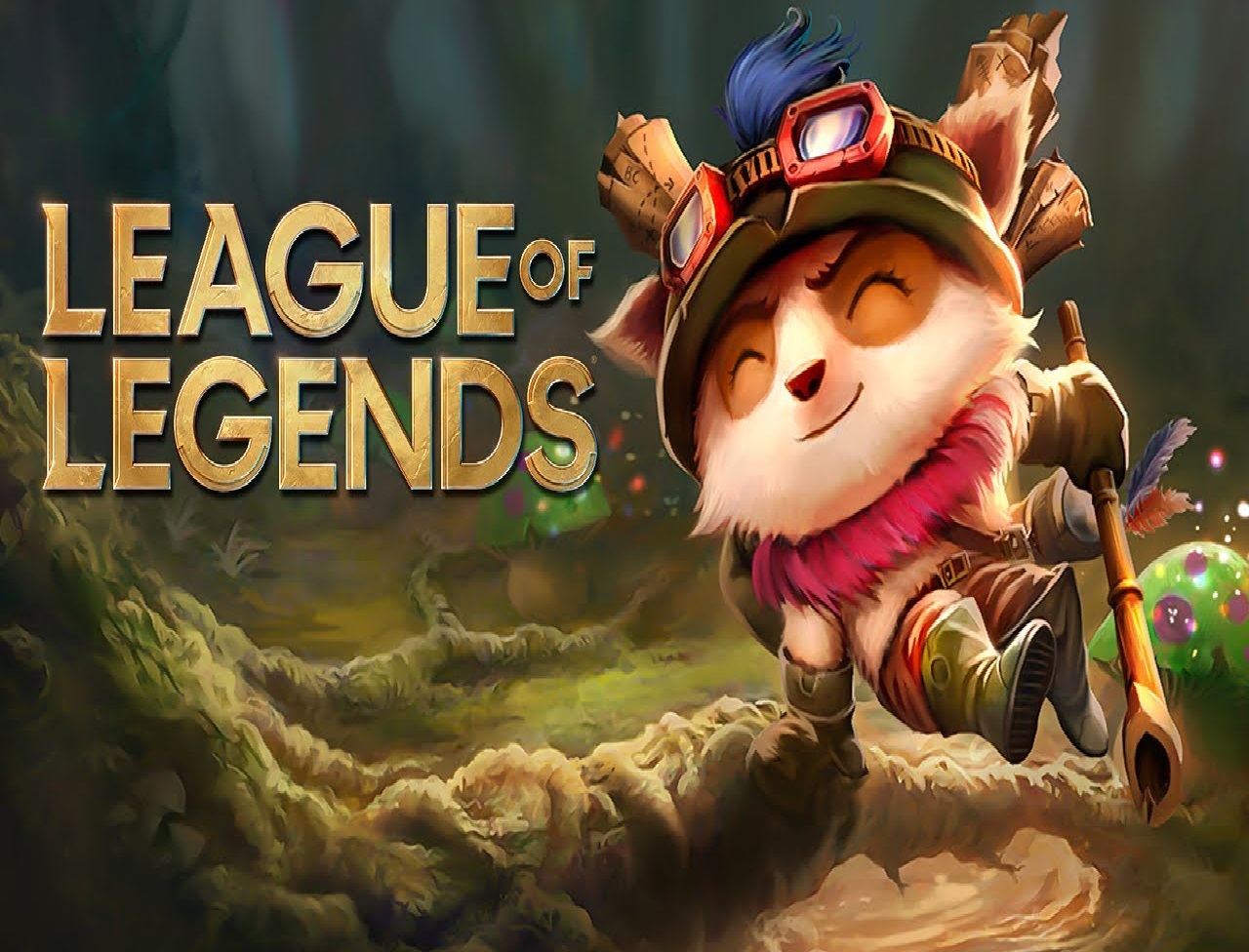 el héroe llamado Teemo junto con el logo del juego
