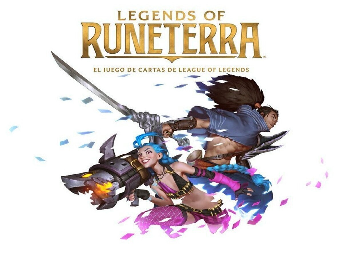 los héroes Jinx y Yasuo con el logo del juego