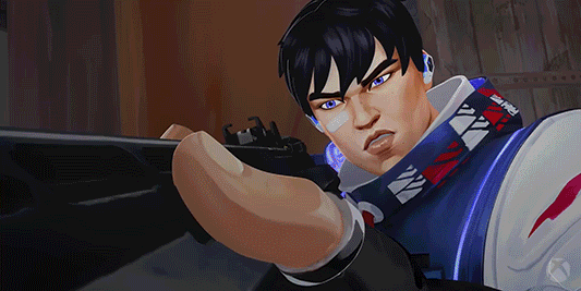 el agente Iso disparandole a la agente Skye